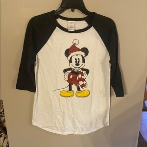 Disney Mickey Mouse Womens Raglan Shirt - Black & White